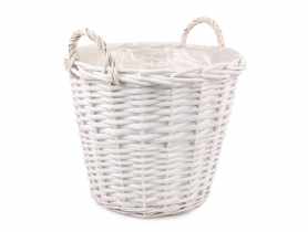 Kosz wiklinowy z uchwytami do obsadzania 38x38x30/37 cm biały TIN TOURS