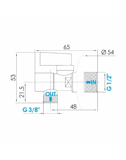 Zdjęcie: Zawór kulowy kątowy 1/2x3/8 z filtrem z metalowym pokrętłem TYCNER
