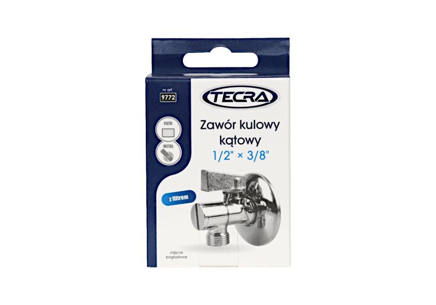 Zdjęcie: Zawór kulowy kątowy 1/2x3/8 z filtrem z metalowym pokrętłem TYCNER