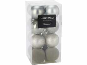 Bombki plastikowe 6 cm - 16 szt. srebrne KOOPMAN