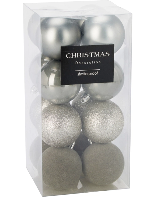 Zdjęcie: Bombki plastikowe 6 cm - 16 szt. srebrne KOOPMAN