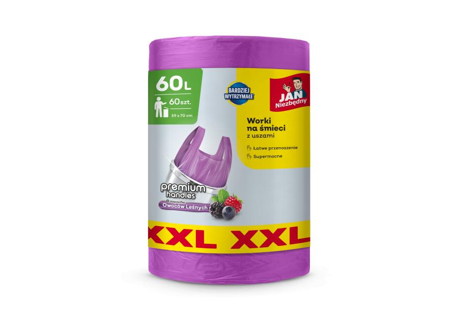 Zdjęcie: Worki HD T-shirt XXL o zapachu owoców leśnych 60 L 60 sztuk JAN NIEZBĘDNY