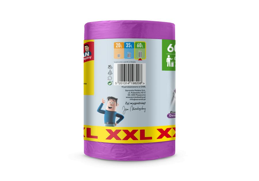 Zdjęcie: Worki HD T-shirt XXL o zapachu owoców leśnych 60 L 60 sztuk JAN NIEZBĘDNY