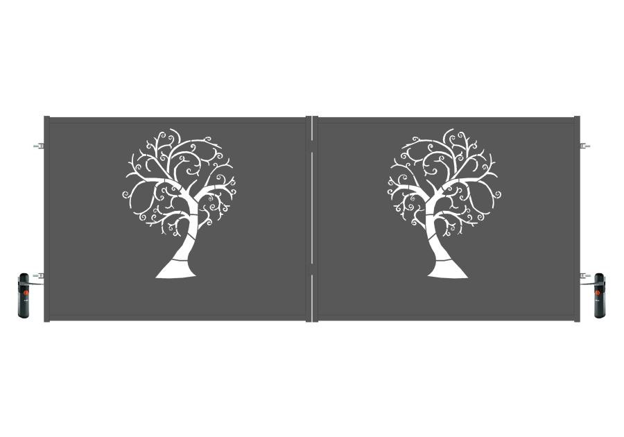 Zdjęcie: Brama dwuskrzydłowa Nela 4,00 m, 1,50 m, stal ocynk+RAL7016 struktura z automatem POLBRAM