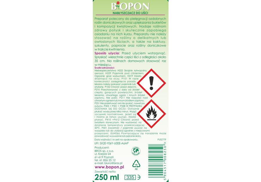 Zdjęcie: Nabłyszczacz do liści 250 ml BOPON