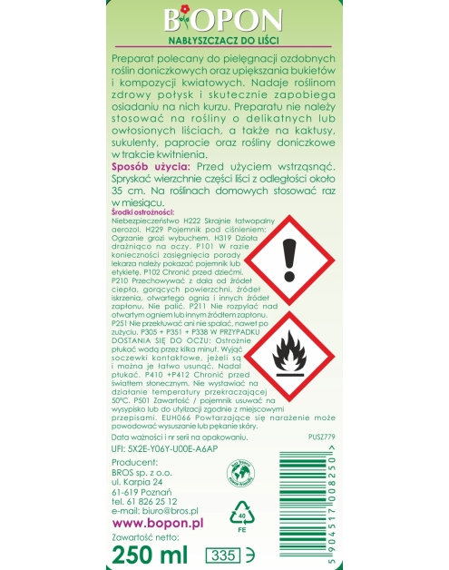 Zdjęcie: Nabłyszczacz do liści 250 ml BOPON