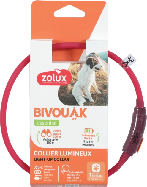 Zdjęcie: Obroża LED dla szczeniąt 20-40 cm czerwony ZOLUX