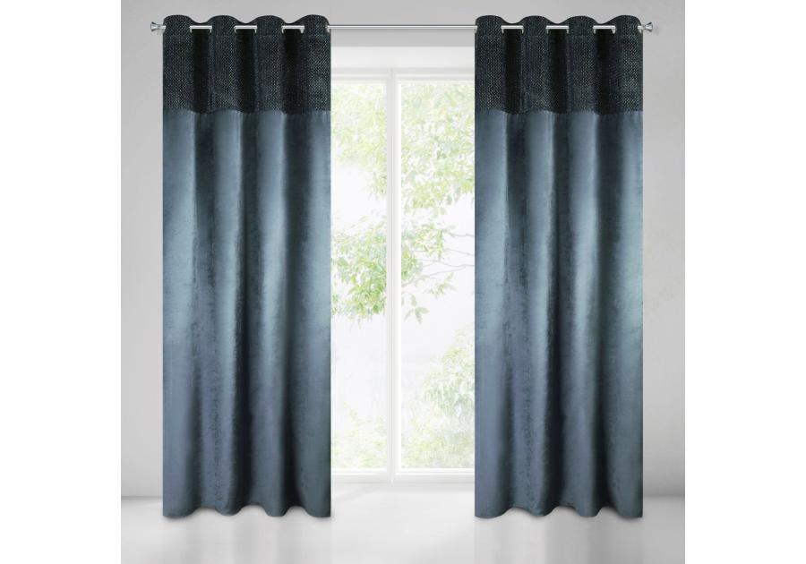 Zdjęcie: Zasłona Mady 140x250 cm granatowa na przelotkach EUROFIRANY