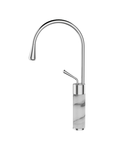 Zdjęcie: Wysoka bateria umywalkowa Gabro biały/chrom INVENA