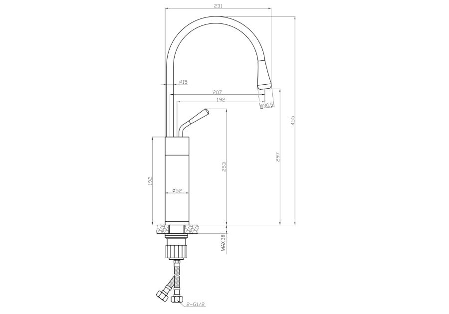 Zdjęcie: Wysoka bateria umywalkowa Gabro biały/chrom INVENA