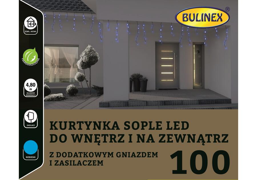 Zdjęcie: Kurtyna Sople 100 lampek - 5 m biały niebieski BULINEX