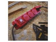 Zdjęcie: Przedłużacz 3 m, 4 gniazda, z wyłącznikiem, czarno-czerwony, guma-neopren, 1,5 mm2 EMOS