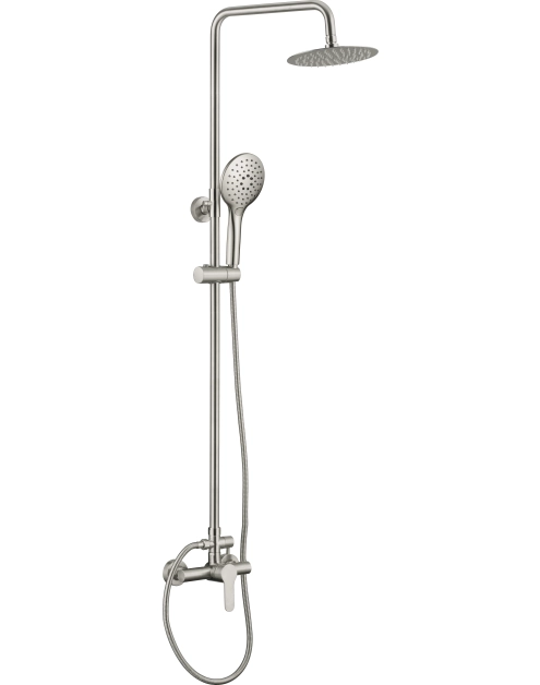 Zdjęcie: Deszczownia Lupo stal szczotkowana 3-funkcyjna z baterią mieszaczową NEO