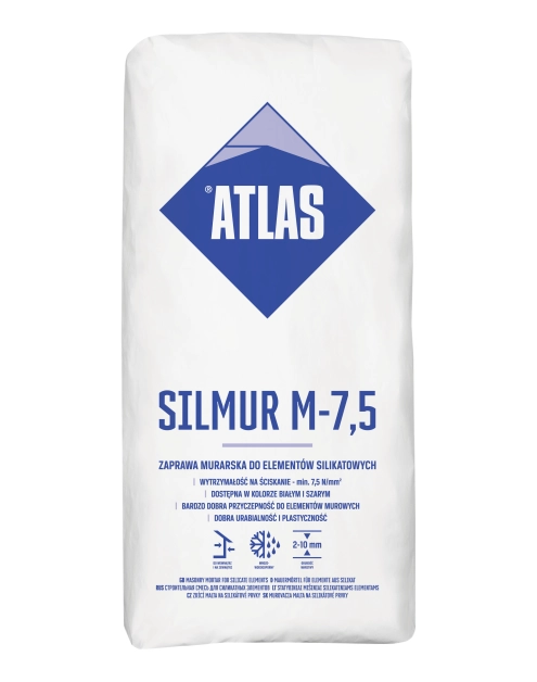 Zdjęcie: Zaprawa murarska do elementów silikatowych Silmur M-7,5 szara  ATLAS