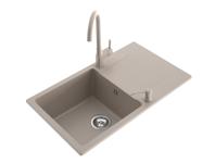 Zdjęcie: Zlewozmywak granitowy Castello 1-komorowy piaskowy 76x44x21,5 cm bateria Avia U MILÓ