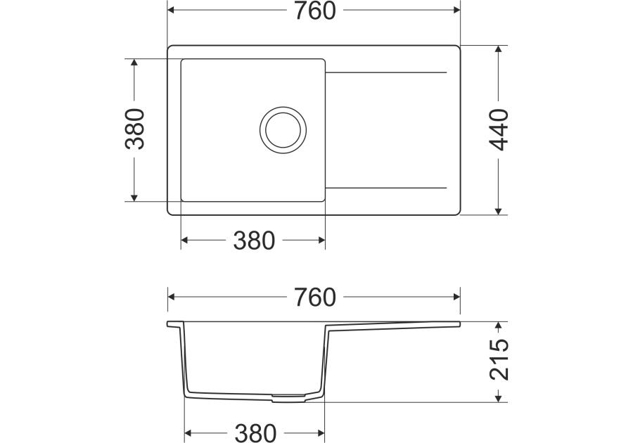 Zdjęcie: Zlewozmywak granitowy Castello 1-komorowy piaskowy 76x44x21,5 cm bateria Avia U MILÓ