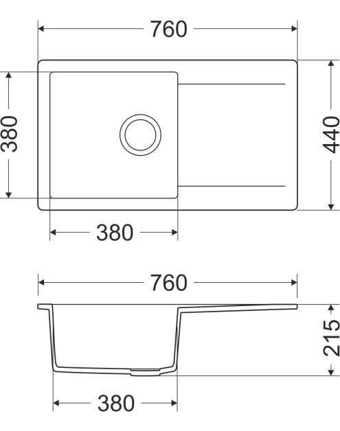 Zdjęcie: Zlewozmywak granitowy Castello 1-komorowy piaskowy 76x44x21,5 cm bateria Avia U MILÓ