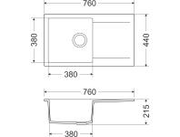 Zdjęcie: Zlewozmywak granitowy Castello 1-komorowy piaskowy 76x44x21,5 cm bateria Avia U MILÓ