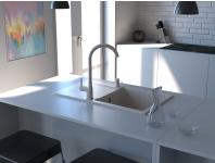 Zdjęcie: Zlewozmywak granitowy Castello 1-komorowy piaskowy 76x44x21,5 cm bateria Avia U MILÓ