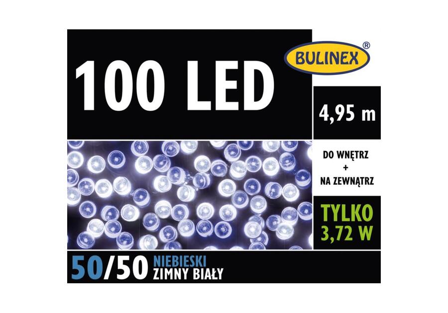 Zdjęcie: Lampki choinkowe LED 4,95 m niebieskie/zimny biały 100 lampek zielony przewód BULINEX