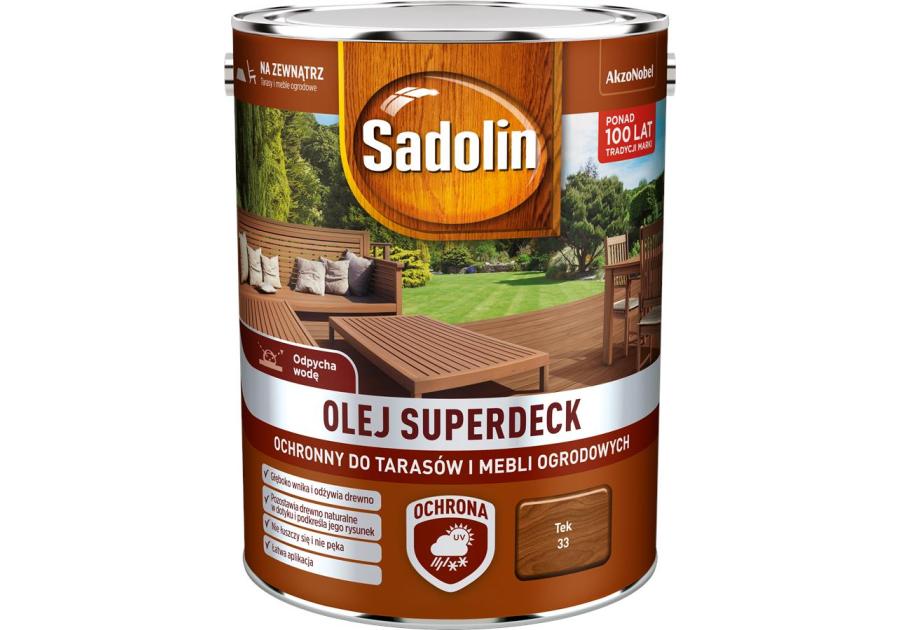 Zdjęcie: Olej do drewna 5 L tek Superdeck SADOLIN