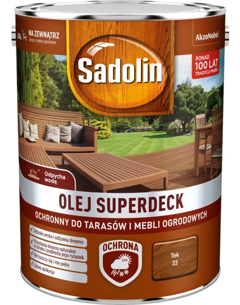 Zdjęcie: Olej do drewna 5 L tek Superdeck SADOLIN