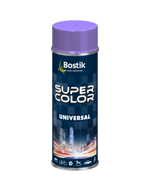 Zdjęcie: Lakier uniwersalny ogólnego zastosowania Super Color Universal liliowy RAL 4005 400 ml BOSTIK