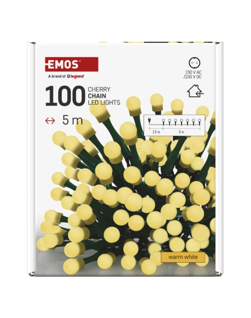 Zdjęcie: Lampki choinkowe 100 LED kulki 5 m IP20 WW EMOS