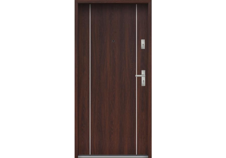 Zdjęcie: Drzwi wejściowe do mieszkań Bastion A-34 Orzech japoński 80 cm lewe ODO KR CENTER