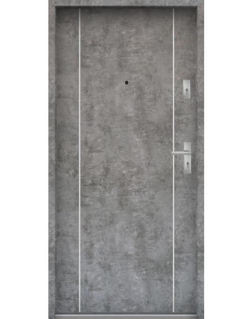 Zdjęcie: Drzwi wejściowe do mieszkań Bastion A-34 Beton srebrny 90 cm lewe OSPŁ KR CENTER