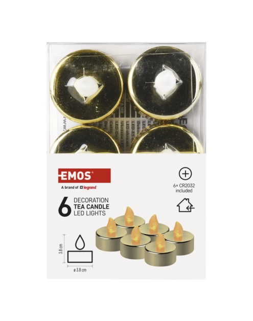 Zdjęcie: Świeczki tealight złote CR2032, vintage EMOS