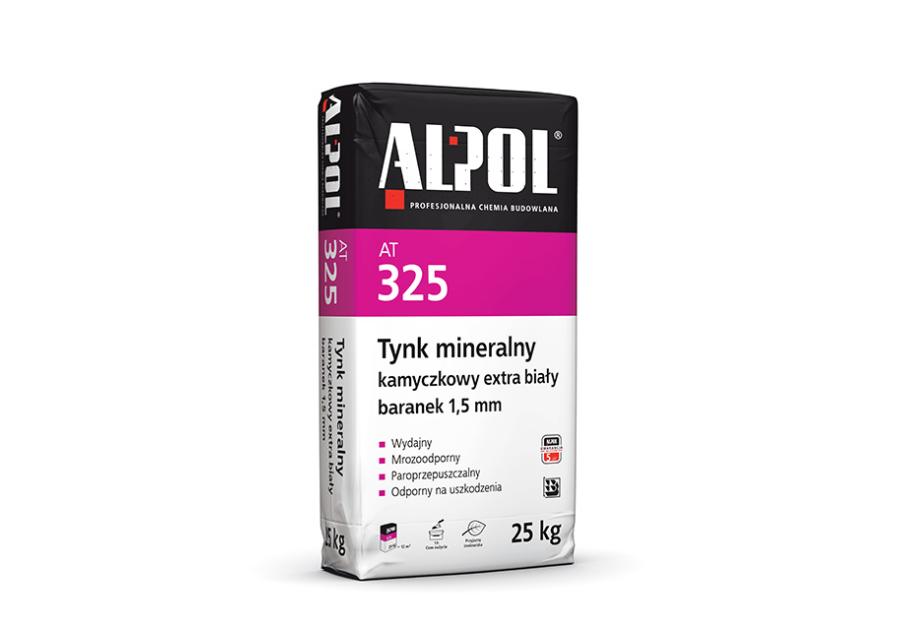Zdjęcie: Tynk mineralny kamyczkowy extra biały B 1,5 mm - 25 kg AT325 ALPOL