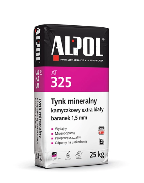 Zdjęcie: Tynk mineralny kamyczkowy extra biały B 1,5 mm - 25 kg AT325 ALPOL