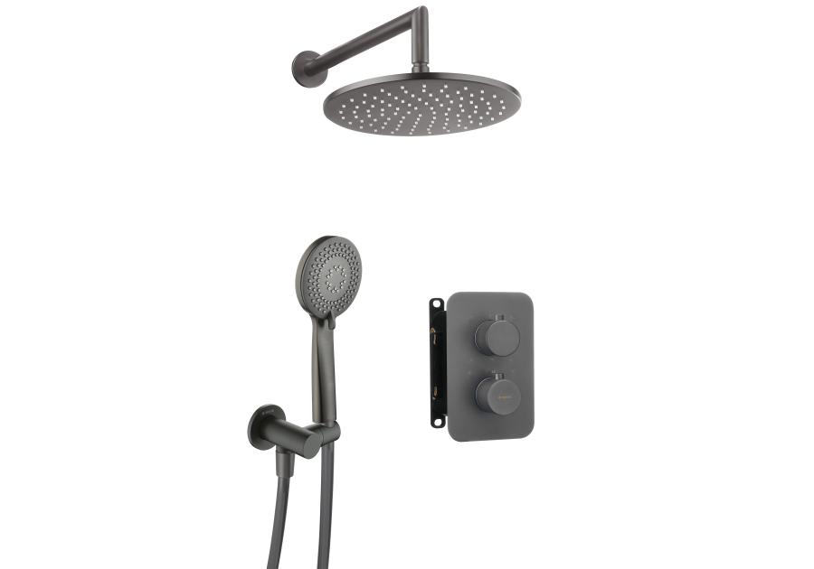 Zdjęcie: Komplet podtynkowy natryskowy Titanium z boxem termostatycznym okrągły DEANTE