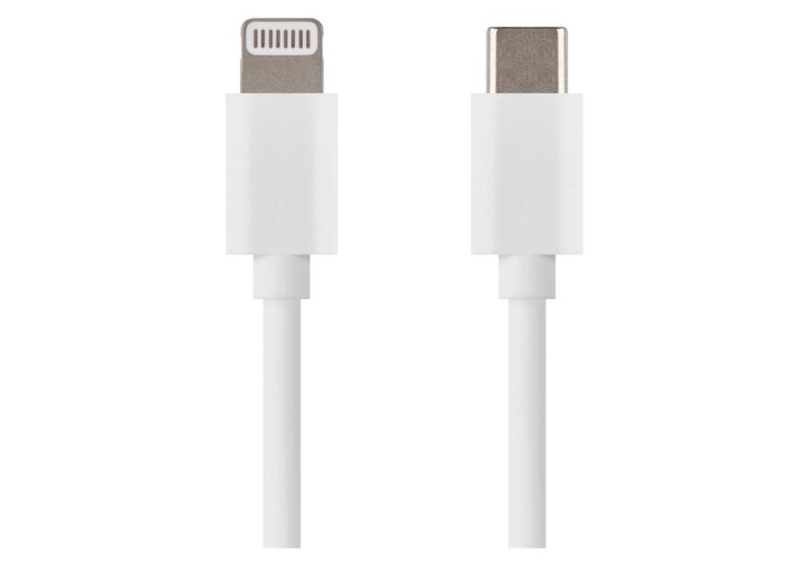 Zdjęcie: Kabel Usb 2.0, wtyk C - Lightning MFi, i16P, ładowanie, transmisja danych, 1 m, biały EMOS