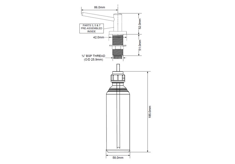 Zdjęcie: Dozownik mocowany w blacie zlewozmywaku lub umywalce, element dozujący mosiądz czarny mat MCALPINE