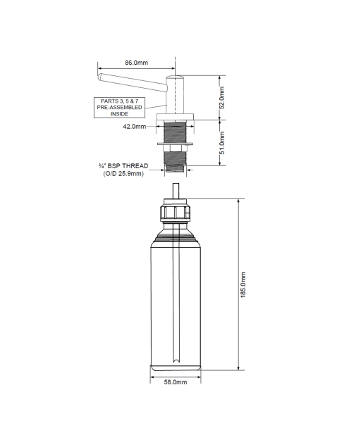 Zdjęcie: Dozownik mocowany w blacie zlewozmywaku lub umywalce, element dozujący mosiądz czarny mat MCALPINE