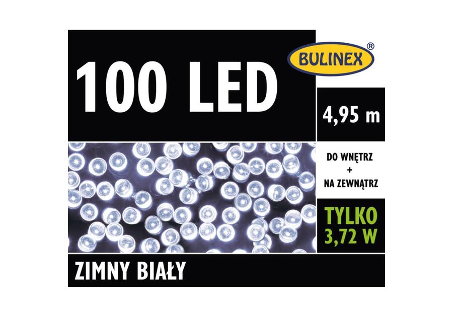 Zdjęcie: Lampki choinkowe LED 4,95 m białe 100 lampek zielony przewód BULINEX