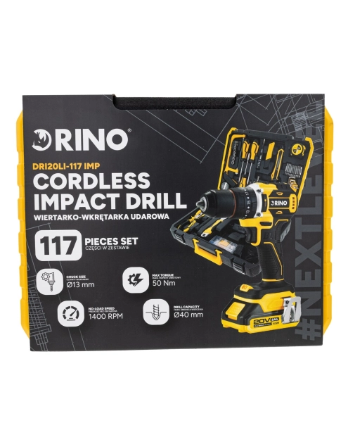 Zdjęcie: Wiertarko-wkrętarka akumulatorowa 20 V RN-29045 DRI20LI RINO