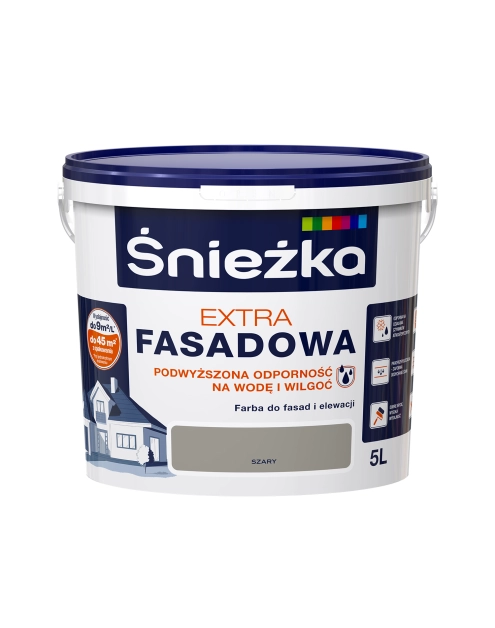 Zdjęcie: Farba Extra Fasadowa Szary 5L N ŚNIEŻKA