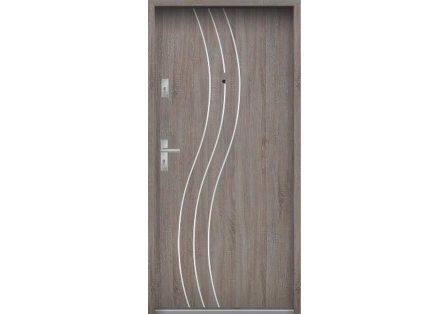 Zdjęcie: Drzwi wejściowe do mieszkań Bastion R-60 Dąb szary 90 cm prawe OSPŁ KR CENTER