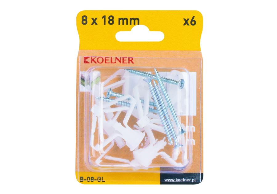 Zdjęcie: Kołek rozporowy fi 08 typu bigips z wkrętem, 6 sztuk KOELNER