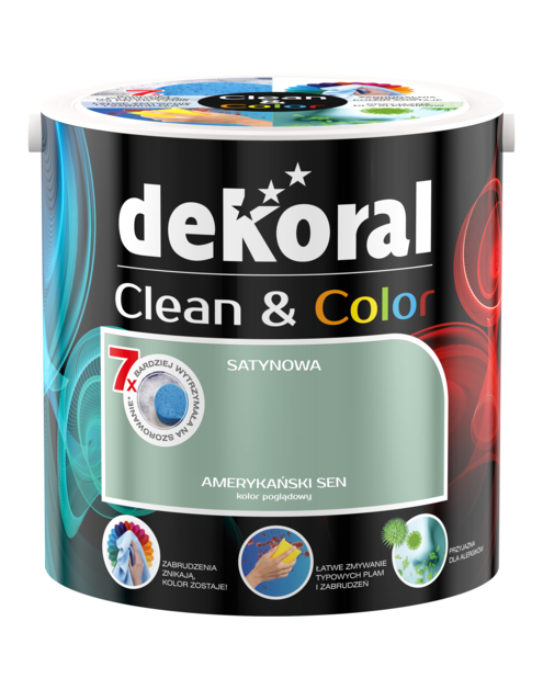 Zdjęcie: Farba satynowa Clean&Color 2,5 L amerykański sen DEKORAL