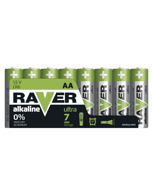 Zdjęcie: Bateria alkaliczna Raver Ultra Alkaline AA (LR6) folia 8 EMOS