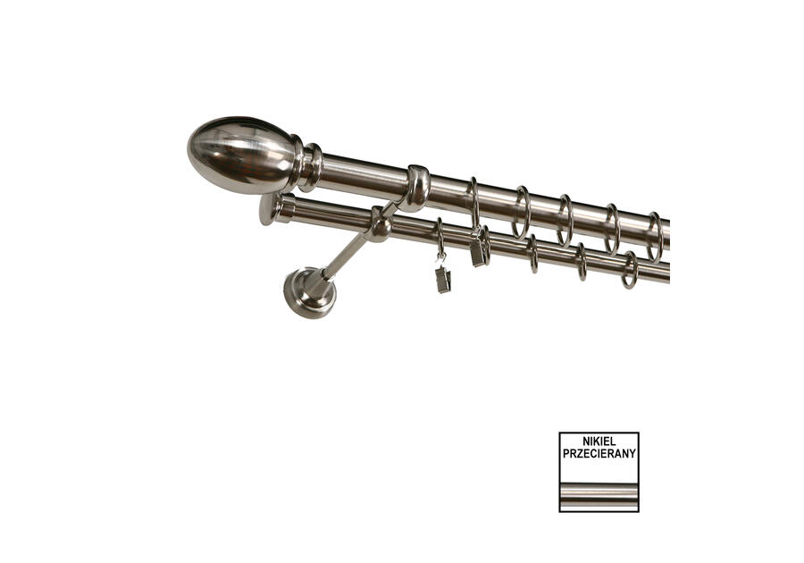 Zdjęcie: Karnisz podwójny Zeus fi 25 mm - 400 cm owal nikiel KARWEL