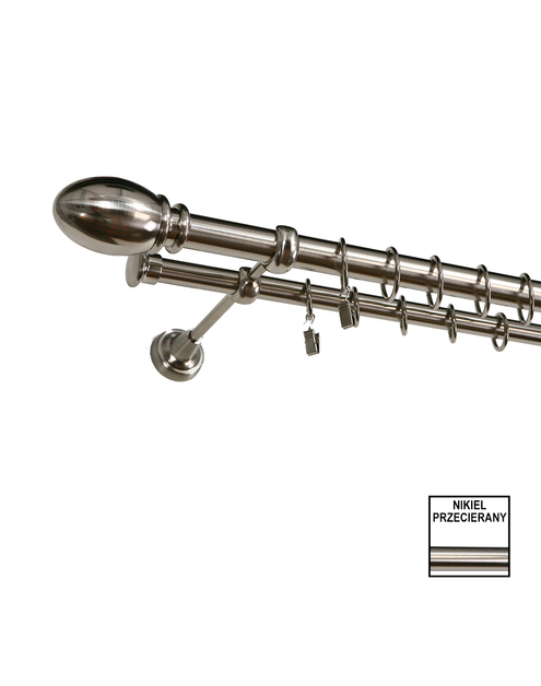 Zdjęcie: Karnisz podwójny Zeus fi 25 mm - 400 cm owal nikiel KARWEL
