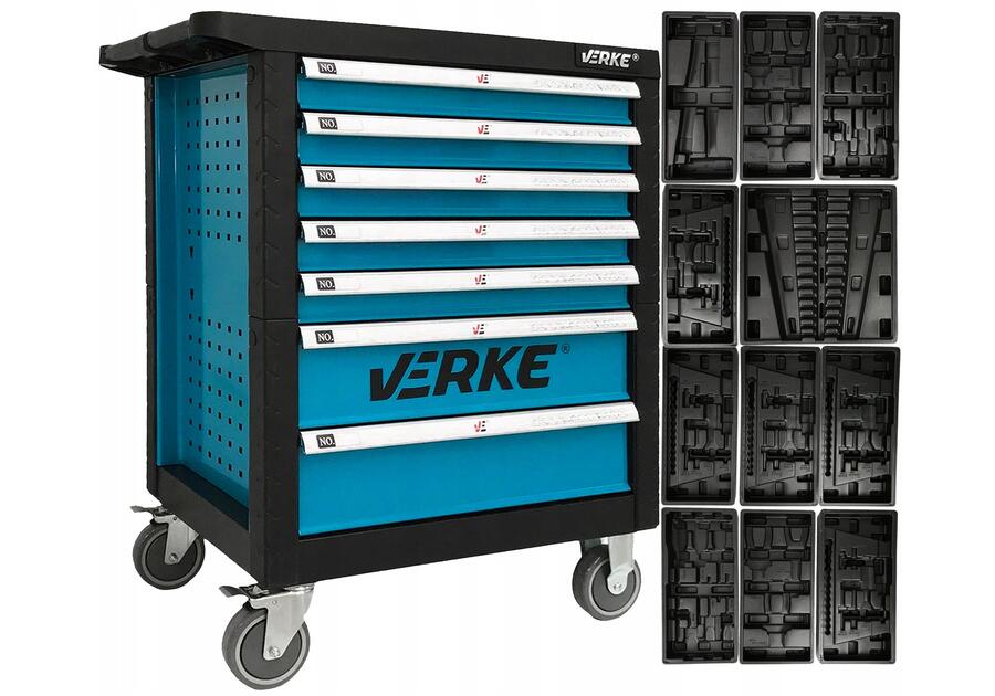 Zdjęcie: Szafka narzędziowa 7-szuflad wkłady niebieska VERKE