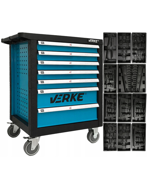 Zdjęcie: Szafka narzędziowa 7-szuflad wkłady niebieska VERKE