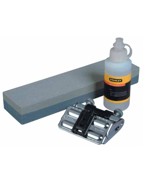 Zdjęcie: Zestaw do ostrzenia dłut, prowadnica, osełka i olej STANLEY