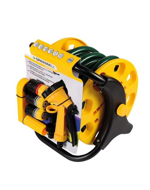 Zdjęcie: Zestaw węża 15mb 1/2 z przyłączami i pistoletem 4-funkcyjnym GREENMILL AQUASYSTEM